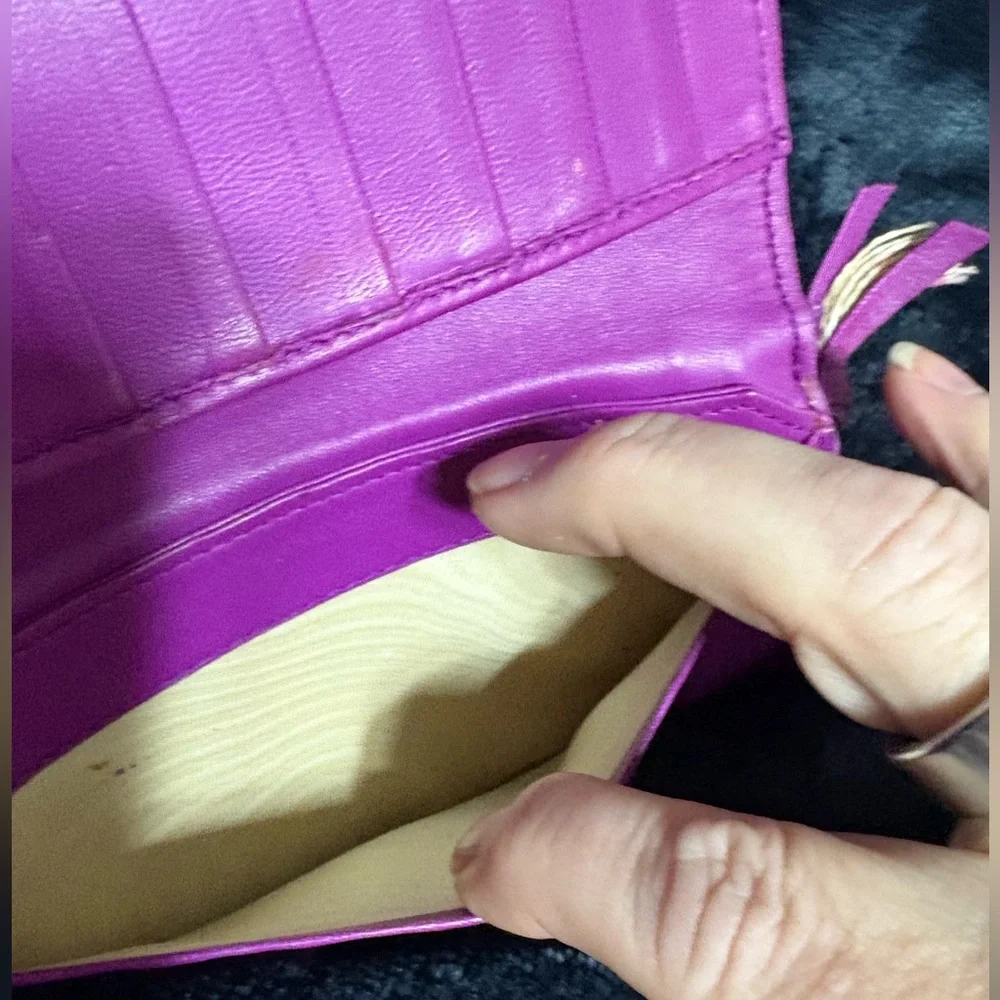 Bottega, Venetta, purpleish, cranberry wallet, good used condition